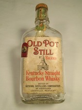 RARE 1940 OLD POT STILL 1/2 PINT 100 PROOF KENTUCKY BOURBON WHISKY BOTTLE EMPTY picture