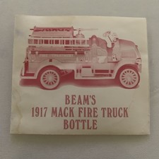 VTG Jim Beam 1917 Mack Fire Truck Decanter Pamphlet Collectible picture