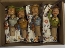 Lot of 4 Vintage Hand-Carved Wooden Mechanical Bottle Stoppers– AlpineANRI Style picture