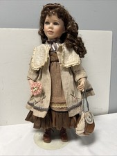 Goldenvale Vintage Porcelain Doll Collection 1-2000 Dark Hair with Stand . picture