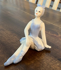 Vintage Blue And White Porcelain Ballerina 4x5 in.  picture