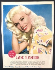 STUNNING 1958 CANADIAN STAR WEEKLY PINUP PAGE JANE MANSFIELD CANADA picture