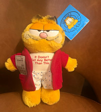 Vtg 1981 Garfield Plush with Robe, TV Remote & 