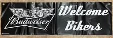 Budweiser Welcome Bikers Vinyl Banner New Beer Man Cave 14x48 picture