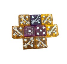 Fitzgeralds Casino Vtg Dice- LOT OF 9 yellow, light purple, dark purple.  picture