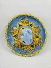 SMC2 Vtg Blue Souvenir Mini Sombrero Mexican Mariachi Hat Velvet Sequins 6” picture