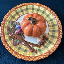 Bella Casa by GANZ Fall Pumpkin 3D Wall Plate, EUC picture