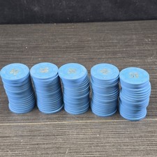 Lot of 100 Vintage Blue BR Top Hat Cane Clay Composite Poker Chips 10.2g picture
