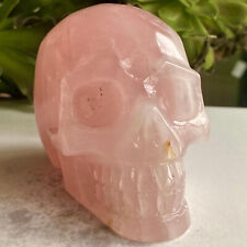 1.7lb Natural pink Rose Quartz hand carved crystal Skull reiki Healing picture