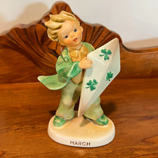 Lefton Vtg 1950s Japan Hand Painted March Birthday Boy Shamrock Figurine #2300 picture