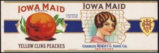 IOWA MAID authentic vintage can label PEACHES Des Moines sample 1928 Calvert picture