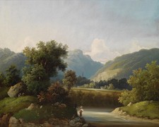 Art Large Oil painting Beautiful summer landscape with fisher fishing canvas picture
