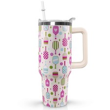 Ceovfoi 40 oz Pickleball Coffee Mug Vacuum Insulated Travel Tumbler with Hand... picture