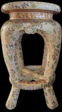 Large Vintage Japanese Satsuma Style Moriage Ceramic Garden Stool Plant Stand picture