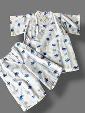 Japanese Kids Jenbei Cute Crab Print Seersucker Cotton Festival Set Size 120 NWT picture