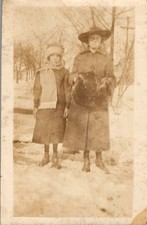 Photograph Marguerite & Wilverda Hodel Winter Muff 1910s-20s German-American picture