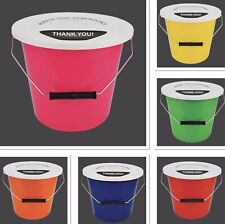 20 Large Charity Donor  Money Collection Buckets Security Ties Lids & Lid Labels picture