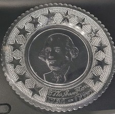 Vintage George Washington Clear Glass Commemorative Cup Plate picture