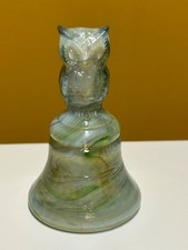 Boyd Crystal Art Slag Glass Owl Bell #5 VACATION SWIRL Made USA 6-25-82 Uranium picture