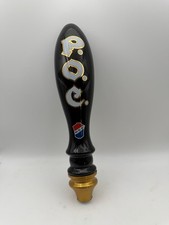Vintage P.O.C. Beer Tap Pilsener Beer Handle Black Gold Acrylic Chrislan 10” picture