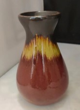 Drip Glaze Art Pottery Bud Vase Brown Yellow H5 picture