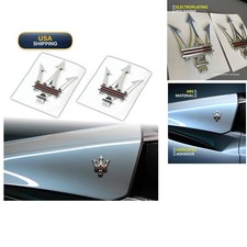 ARKOSKNIGHT 2PC Trident Emblem Stickers 3D Badge for Maserati Qvattroporte picture