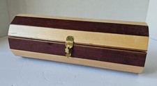 Unique Handmade Wood Cylinder Shaped Hinged Clasp Stash Container Maple Mahogony picture