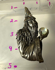 Vintage JJ Jonette Pewter Wizard Brooch Pin picture