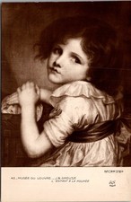 Louvre L'Enfant à la Poupée Girl with Doll Vintage Postcard 4P25-18 picture