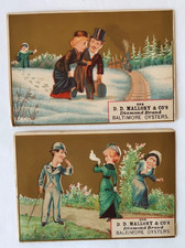 PR c 1887 DIAMOND BRAND BALTIMORE OYSTERS TRADE CARDS Couple Flirting Eloping picture