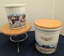 Longaberger Homestead Set of 2 Pottery Crocks 5th Anniversary picture