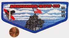 BSA BOY SCOUT OA AMANGAMEK WIPIT 470 IWO JIMA MONUMENT MILITARY PATCH FLAP MINT picture