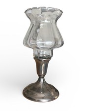 Wm. A. Rogers Oneida Silversmiths Silverplate Console Candlestick Ruffle Glass picture