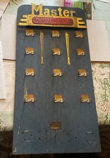 VINTAGE MASTER LOCK STORE WOOD & BRASS DISPLAY BOARD PADLOCK 23.5