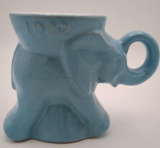 Frankoma GOP Elephant 1982 Light Blue Glazed Pottery Political Cup Mug picture