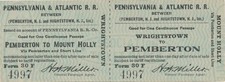 Pennsylvania & Atlantic Railroad Wrightstown NJ to Mt. Holly NJ c1915 one way picture
