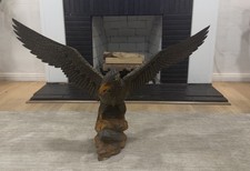 VINTAGE WOODEN EAGLE SCULPTURE WINGS SPREAD 47'' HANDCARVED 20
