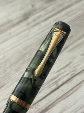 The Namiki Pilot Celluloid Fountain Pen Green Marble Vintage with Name Engraving picture
