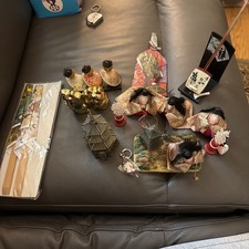 Vtg Selection Of 16Japanese Miniature Souvenirs Fabric Kimono & Decorative Items picture