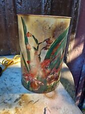 VTG Victorian Hand Painted Bucket  Trash Can Waste Iris 11x8 picture