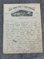 Antique Mill Creek Coal And Coke Company Beige Letterhead 1906 WV USA Job Letter picture