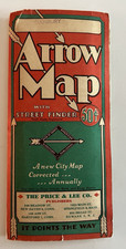 VINTAGE  1930's - 1940's Danbury Connecticut Arrow Map With Street Finder Price picture