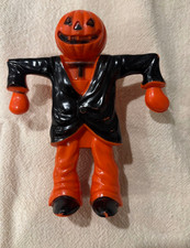 Vintage 50s-60s ROSBRO Hard Plastic Halloween Pumpkin Scarecrow Candy Container picture
