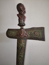 antique Shamshir Big Indonesian Keris Knive Dagger Painted 60 Cm picture
