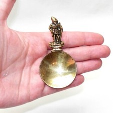 Antique Peerage Solid Brass Robin Hood Tea Caddy Spoon Made in England Vintage picture