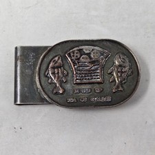 Vintage Brass Money Clip Loaves and Fishes Miracle Sea of Galilee Israel Judaica picture