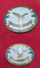 Set of 2 Johnson & Held J & H Inlaid Eagle Vintage Belt Buckles  Handcrafted picture