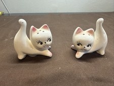 Vintage Rio Hondo California Pottery Cat Salt and Pepper 1940s MCM White.s41 picture