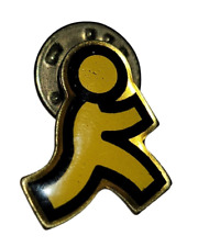 AOL America Online Running Man Lapel Pin Yellow Vintage picture
