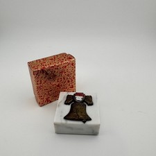 1976 Bicentennial Liberty Bell Marble Base 1776-1976 Made Italy w Box picture